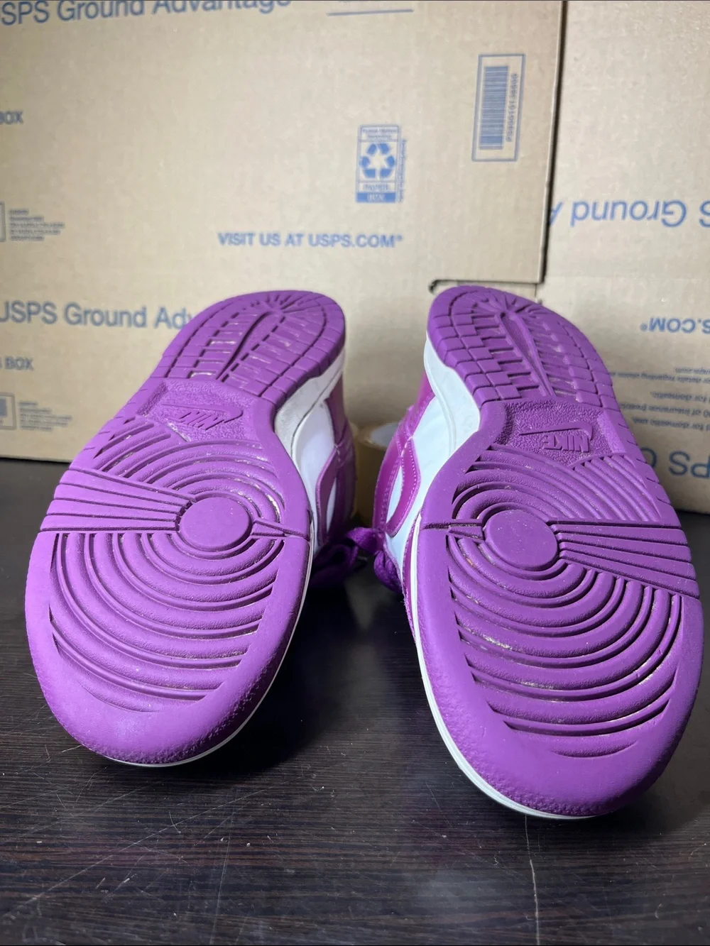 Nike Dunk White and Purple Low-Top Sneakers Big Boy 3.5Y or Girls 5Y
